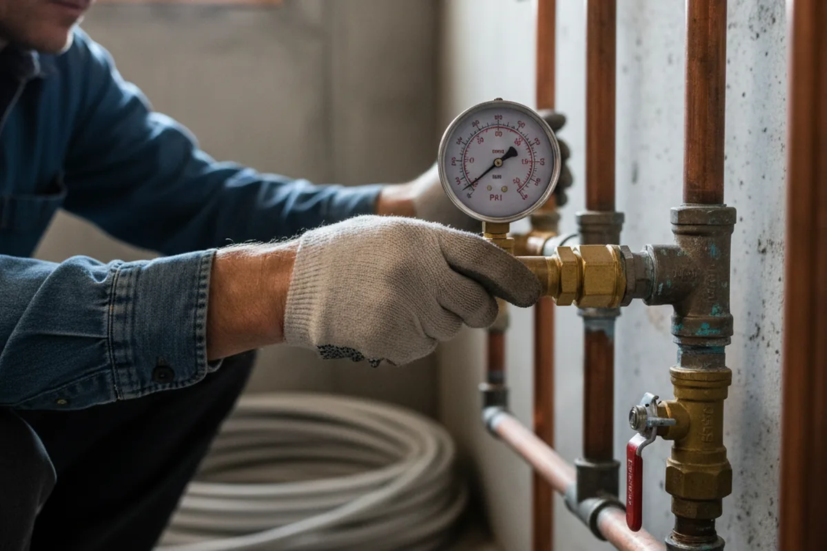 Pressure testing a repaired line during Water Line Repair in Lynnwood